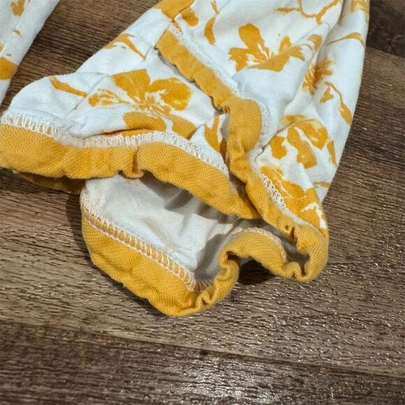 Garnet Hill 4-Piece Green Cotton Asian Wrap Yellow Floral Pajama Set M READ - Picture 3 of 9